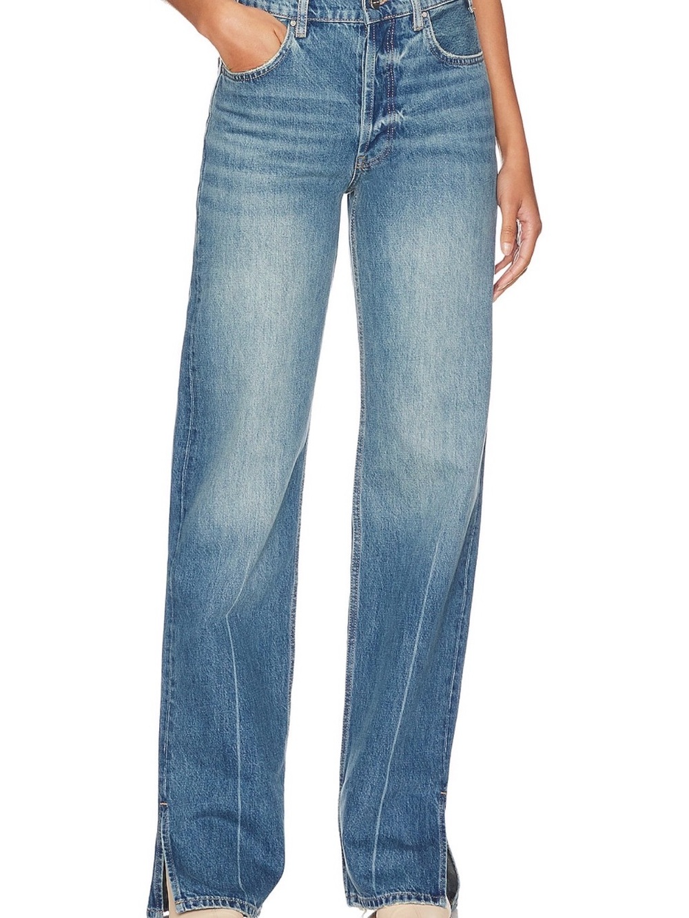 Anine Bing Light Blue Two-Tone Wide Leg Jeans